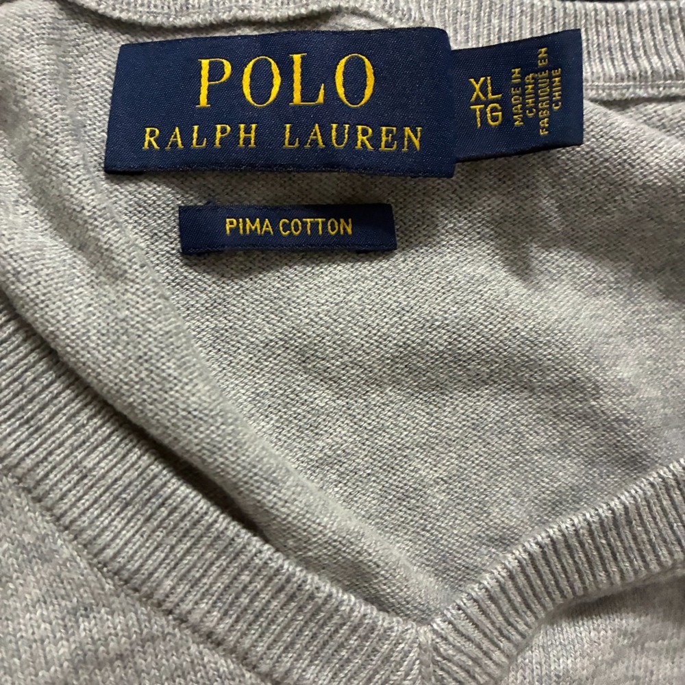 Polo Ralph Lauren Pima Cotton Sweater Mens XL Pullover V-Neck Preppy Party - Picture 3 of 8